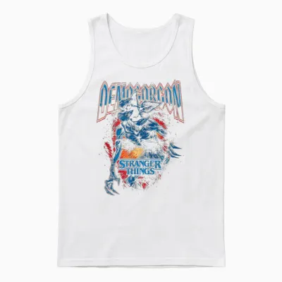 Stranger Things Demogorgon Band T-Shirt, Black Unisex Tank Top - White