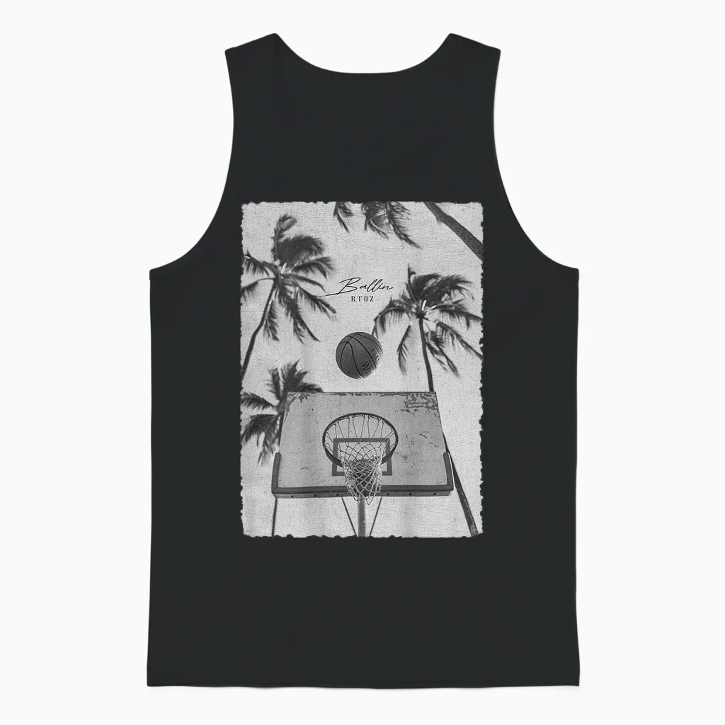 Basketball Hip Hop Urban Edgy Y2k Backprint Streetwear Unisex Tank Top in Black