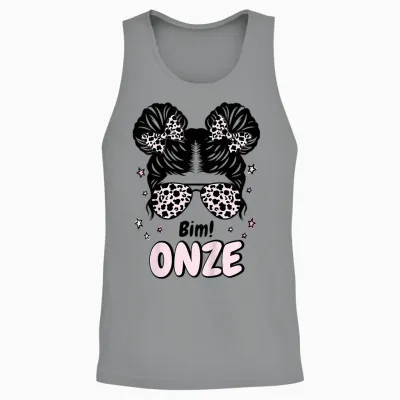 Child Girl 11 Years Birthday Messy Bun Bim! Eleven Boom 11 Years Old Unisex Tank Top - Sport Grey