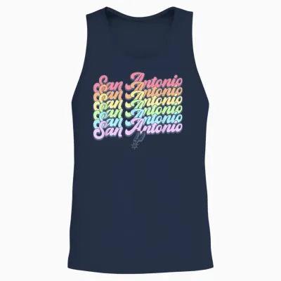 Nba San Antonio Spurs Rainbow Pride Stack Pastel Unisex Tank Top - Navy