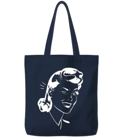 Retro Pop Art Tote Bags - Navy