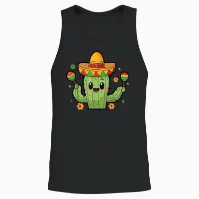 Chapeau Cactus Unisex Tank Top - Black
