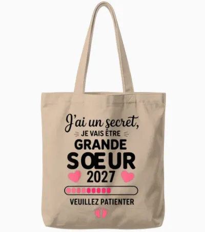 Je Vais Etre Grande Soeur 2027 Future Grande Soeur 2027 Tote Bags - Natural