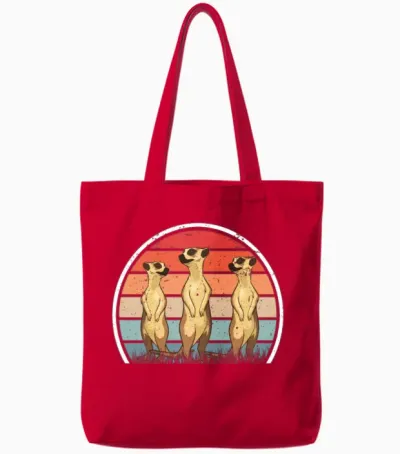 Meerkat Vintage Retro Tote Bags - Red