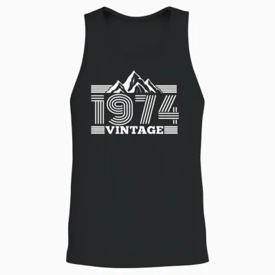 Vintage 1974 Birthday Mountains Hiking Climbing Unisex Tank Top - Black