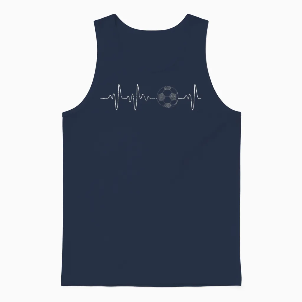 Soccer Heartbeat Unisex Tank Top in Navy