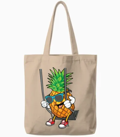 Funny Swinging Pineapple Swinger Comic Tote Bags - Natural