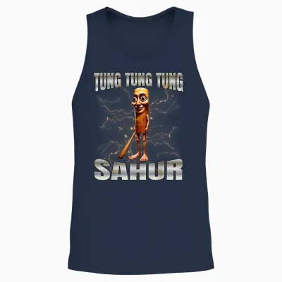 Tung Sahur T-Shirt, Black, S Unisex Tank Top - Navy