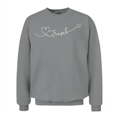 Travel Love with Plane Unisex Sweatshirt - Sport Grey