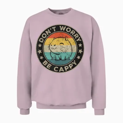 Dont Worry Be Cappy Damen Wasserschwein Herren Capybara Unisex Sweatshirt - Light Pink