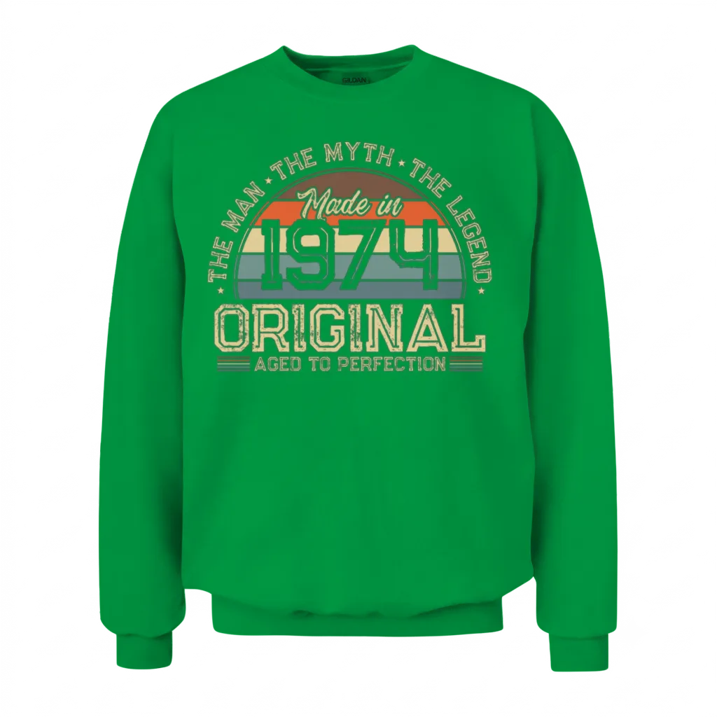 Vintage 1974 Retro Unisex Sweatshirt - Irish Green
