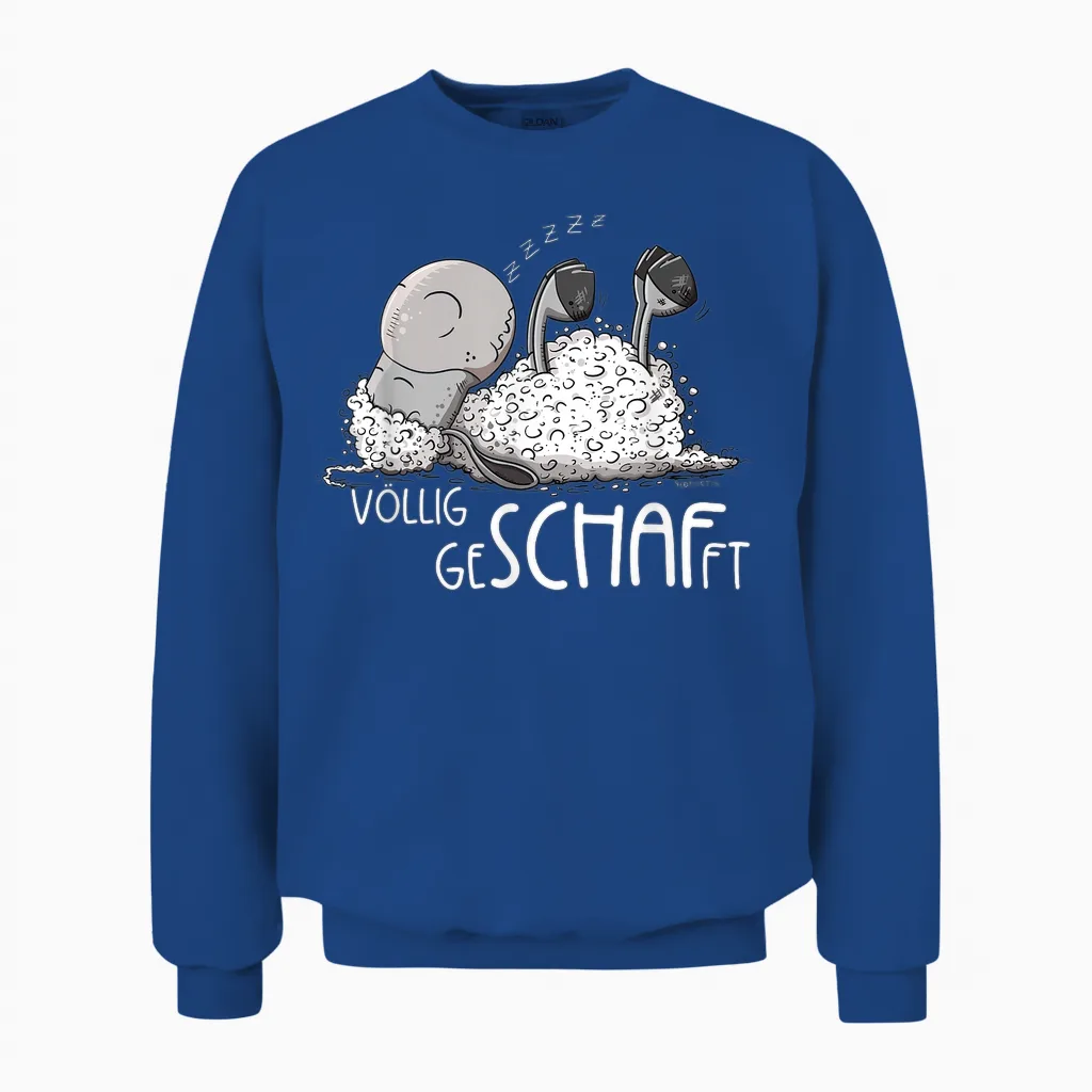 Modartis Völlig Geschafft Schäfchen Schlafendes Schaf Sleep T-Shirt, Unisex Adult, Cartoon, Black, S, Short Sleeve, Unisex Sweatshirt in Royal