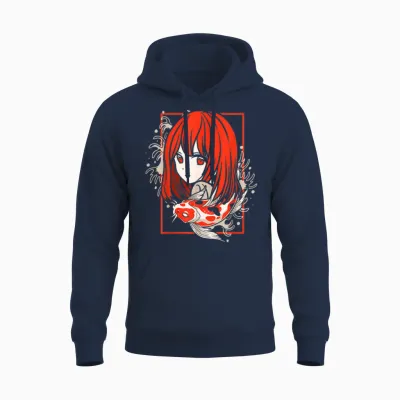 Anime Girl Art Manga Japan Culture Country Man Woman Gift T-Shirt, Black Unisex Hoodie - Navy