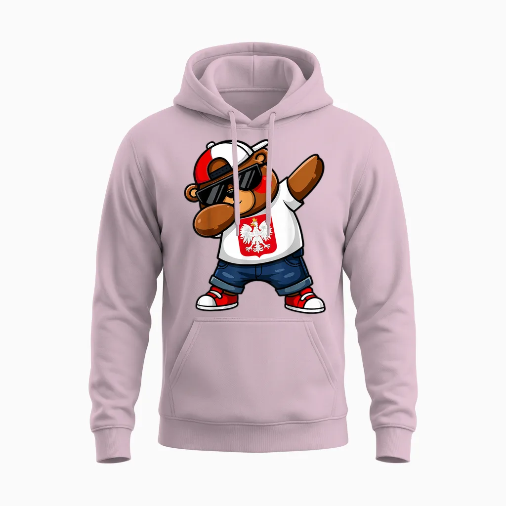 Polnischer Bär Patriotisch Polska Polnisch Dab Kinder 2025 Unisex Hoodie in Light Pink