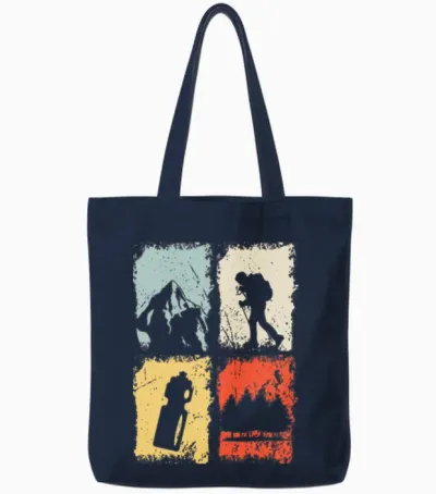 Hiking Retro Tote Bags - Navy