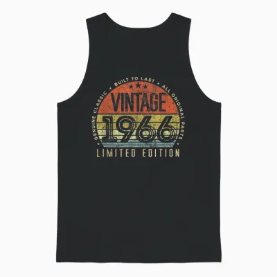 Vintage 1966 Limited Edition Retro Made in 1966 Men Women Unisex Tank Top - Black