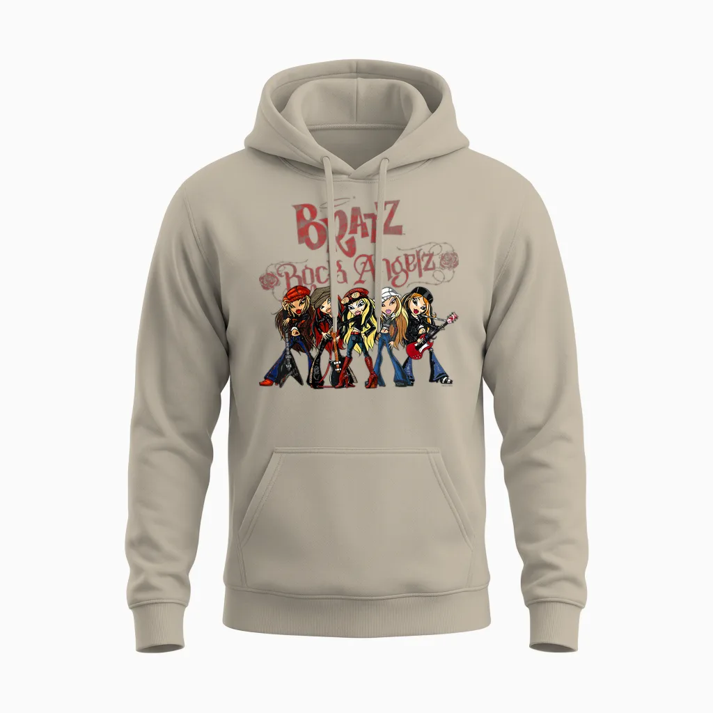 Bratz Rock Angelz Group Shot Unisex Hoodie in Sand