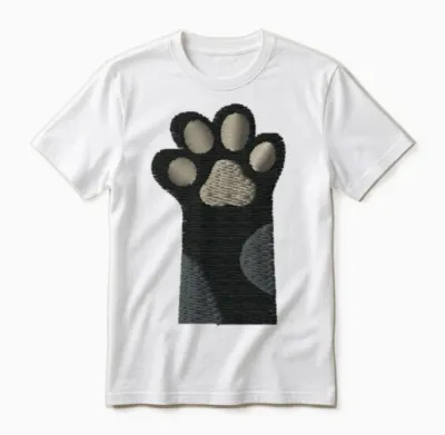 Cat Toes Embroidered Unisex T-Shirt - White