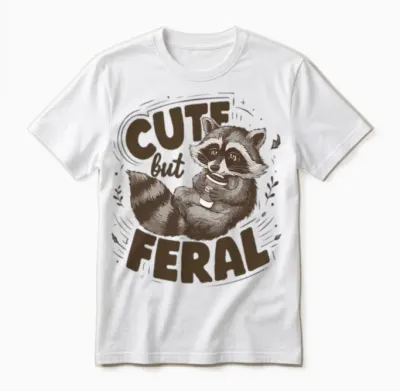 Raccoon Cute but Feral Unisex T-Shirt - White