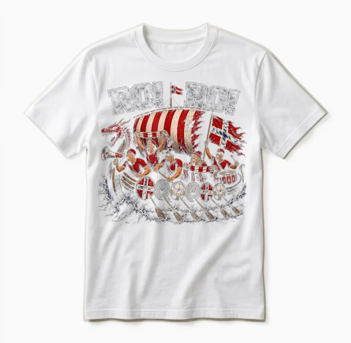 Ro Ro Norway Soccer Fan Chant Viking Row Supporter Vintage Unisex T-Shirt in White