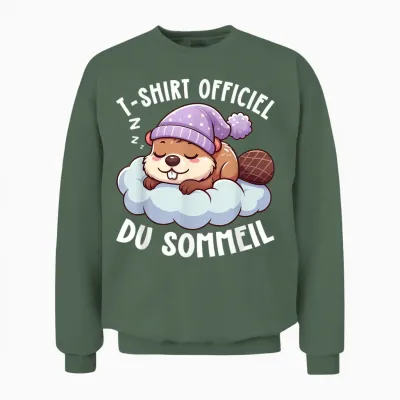 Official Beaver Funny Animal Sleep Unisex Sweatshirt - Military Green