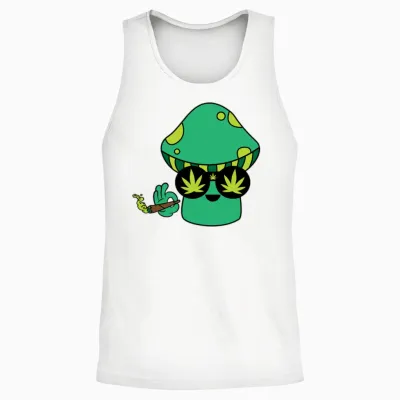 Funny Weed Mushroom Unisex Tank Top - White