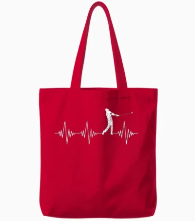 Golf Heartbeat Tote Bags - Red