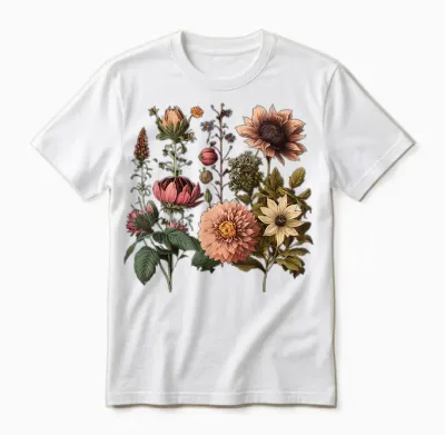 Vintage Inspired Flower Botanical Chart Naturalists Mens Womens T-Shirt, Black Unisex T-Shirt - White