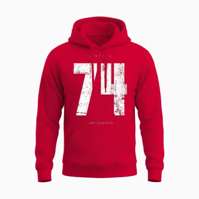 Vintage 74 Limited Edition Graphic Unisex Hoodie - Red