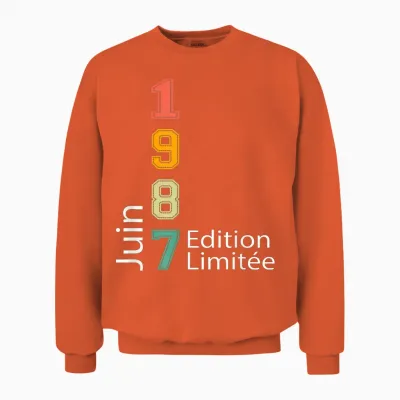 Née En Juin 1987 édition Limitée Anniversaire Juin 1987 Unisex Sweatshirt - Orange