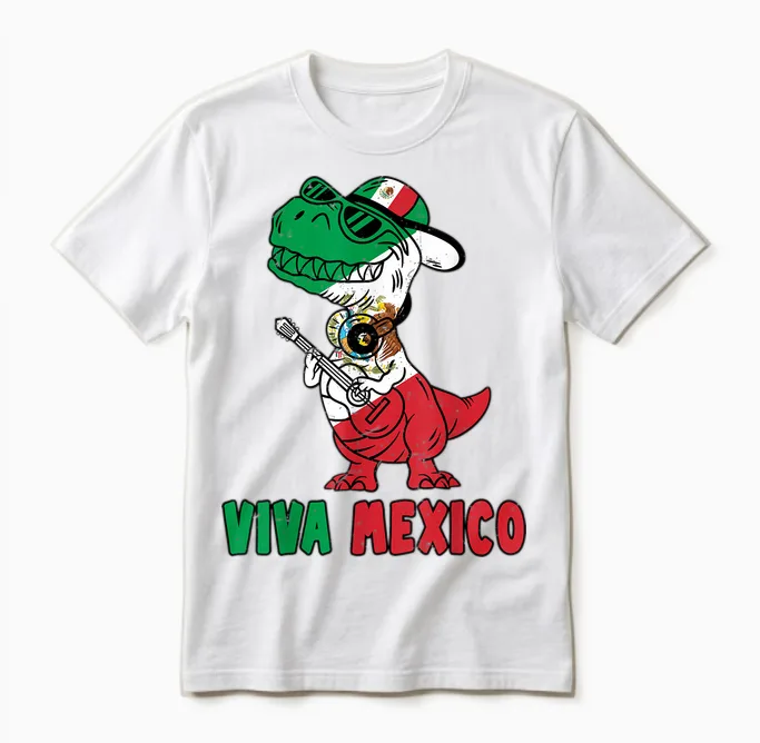 Viva Mexico Kids Independence Day Funny Dance Mexican Unisex T-Shirt in White