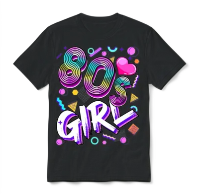 80 S Girl Birthday Party Retro Women 1980s Unisex T-Shirt - Black