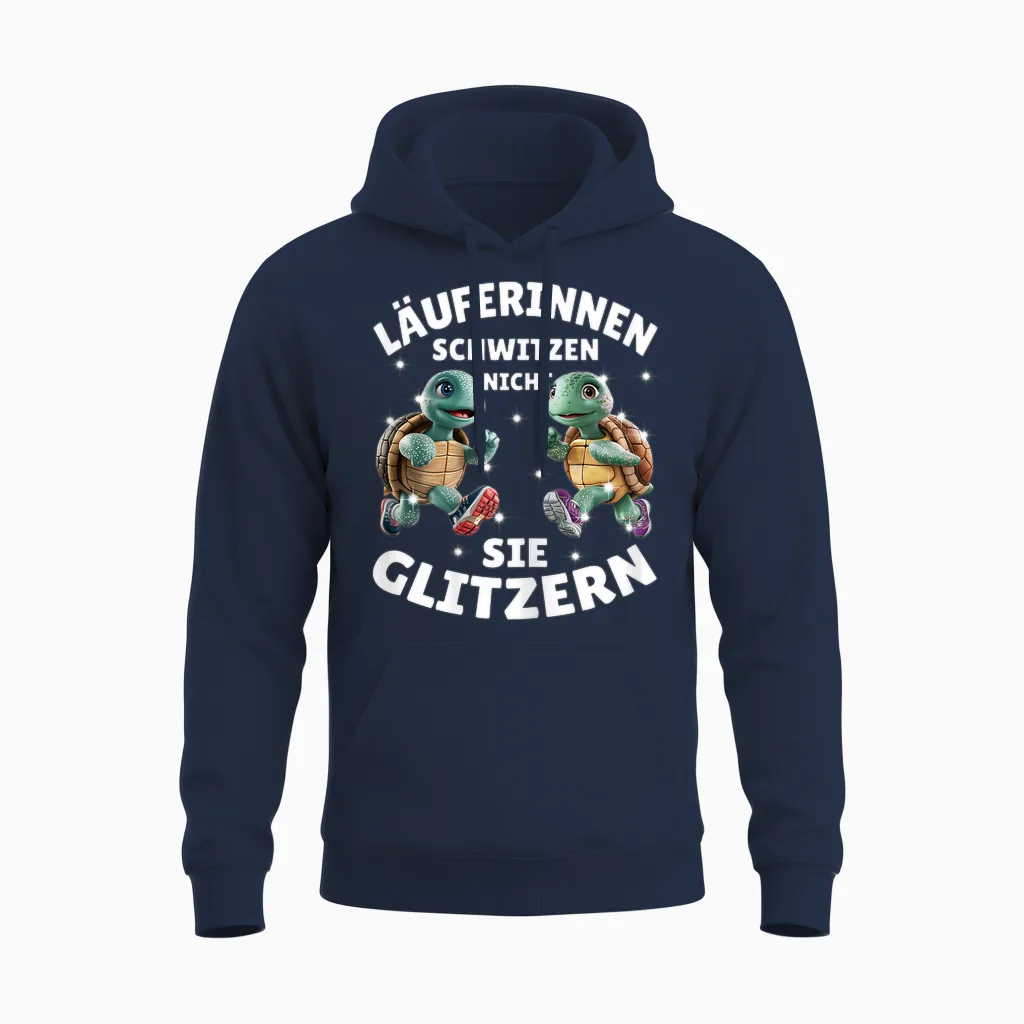 Laufen Joggen Lustig Läuferin Spruch Schildkröten Fitness Unisex Hoodie in Navy