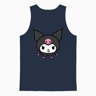Sanrio Kuromi Front and Back Logo Unisex Tank Top - Navy