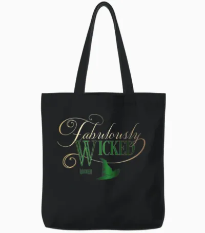 Wicked Fabulously Wicked Elphaba T-Shirt - Unisex-Adult, Black, Small, Short Sleeve, T-Shirt, Letter Print Tote Bags - Black