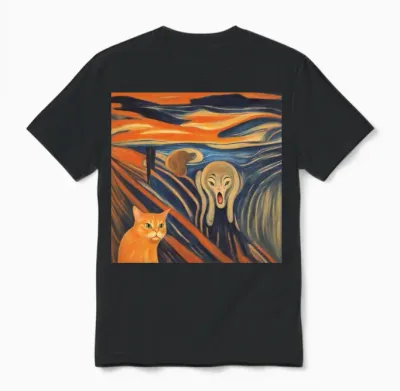 Sunset Scream Cat Mashup Unisex T-Shirt - Black