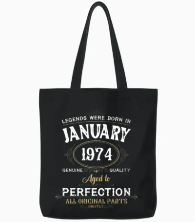 Legends Were Born in January 1974 Tote Bags - Black