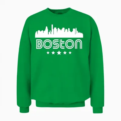 Retro Boston Skyline Unisex Sweatshirt - Irish Green