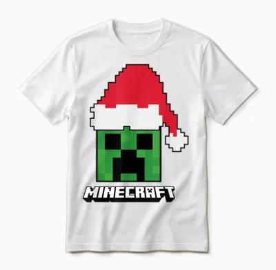 Minecraft Christmas Creeper Santa Unisex T-Shirt - White