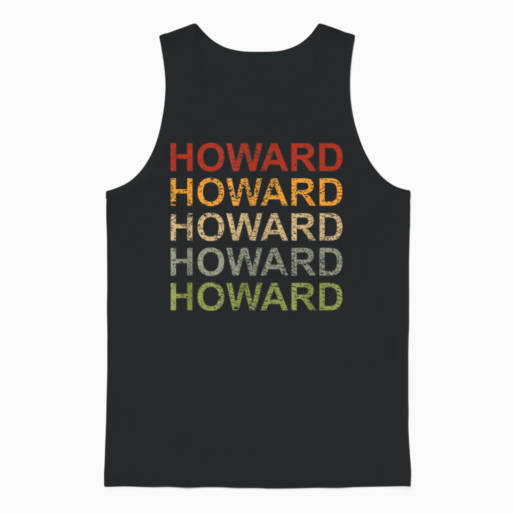 Retro Howard Personalised Howard Name Man Howard T-Shirt, Black Unisex Tank Top in Black