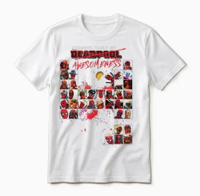 Marvel Deadpool Periodic Table of Awesomeness T-Shirt Small Unisex T-Shirt - White