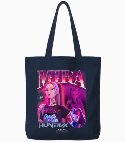 Kpop Demon Hunters Mira Bootleg Officially Licensed Tote Bags - Navy