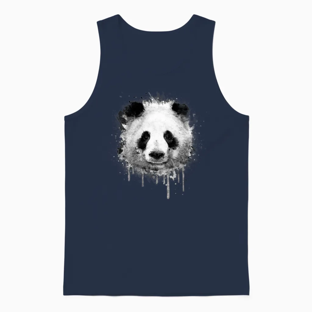 Cool Artistic Panda Portrait (watercolor Design) Unisex Tank Top in Navy