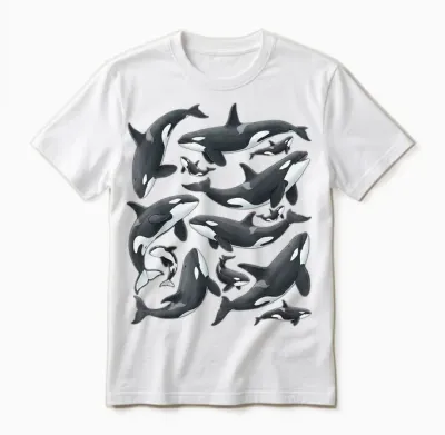 ästhetische Orca-Wale Kunst Ozean Meeresleben Meer Unisex T-Shirt - White