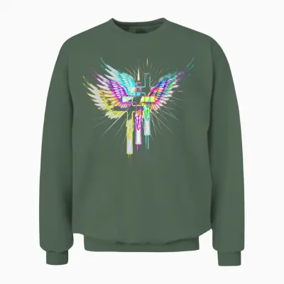 Christian Unisex Clothes Holy Cross Design Unisex Sweatshirt - Military Green