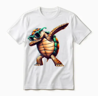Schildkröte Dabbing Tanzen Jungs Mädchen Unisex T-Shirt - White