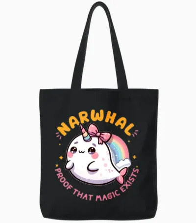 Narwhal Proof That Magic Exists Tote Bags - Black