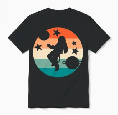 Retro Astronaut Spaceman Unisex T-Shirt - Black