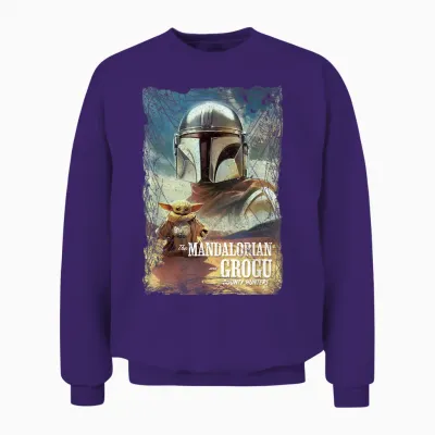 Star Wars the Mandalorian and Grogu Movie Classic Poster Art Unisex Sweatshirt - Purple