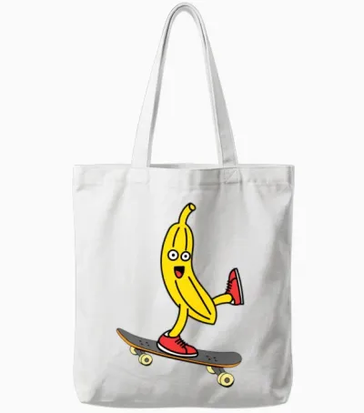 Banana Skateboard Funny Tote Bags - White